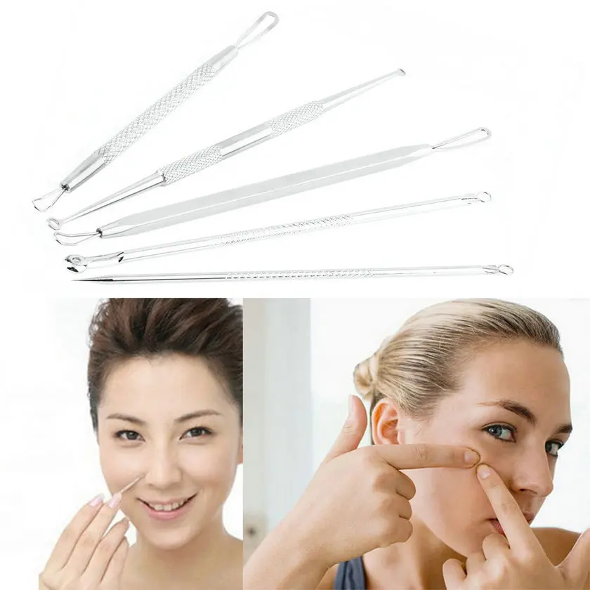 

5Pcs/Set High Quality Stainless Steel Blackhead Pimple Blemish Acne Removal Needles Pore Cleaner Face Skin Care Tool Kit