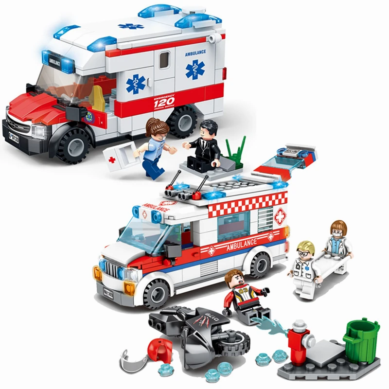 

2019 New City Fire Control Series Medical Ambulance Building Blocks Model Sets Bricks Classic For Children Toys Kids Gift