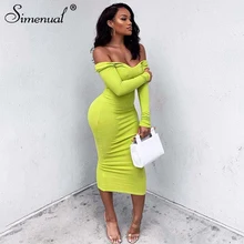 Vestidos de Fiesta de moda sexis simenuales acanalados para mujer vestidos de manga larga para discoteca sin hombros ceñidos vestido Maxi ajustado de otoño caliente(China)