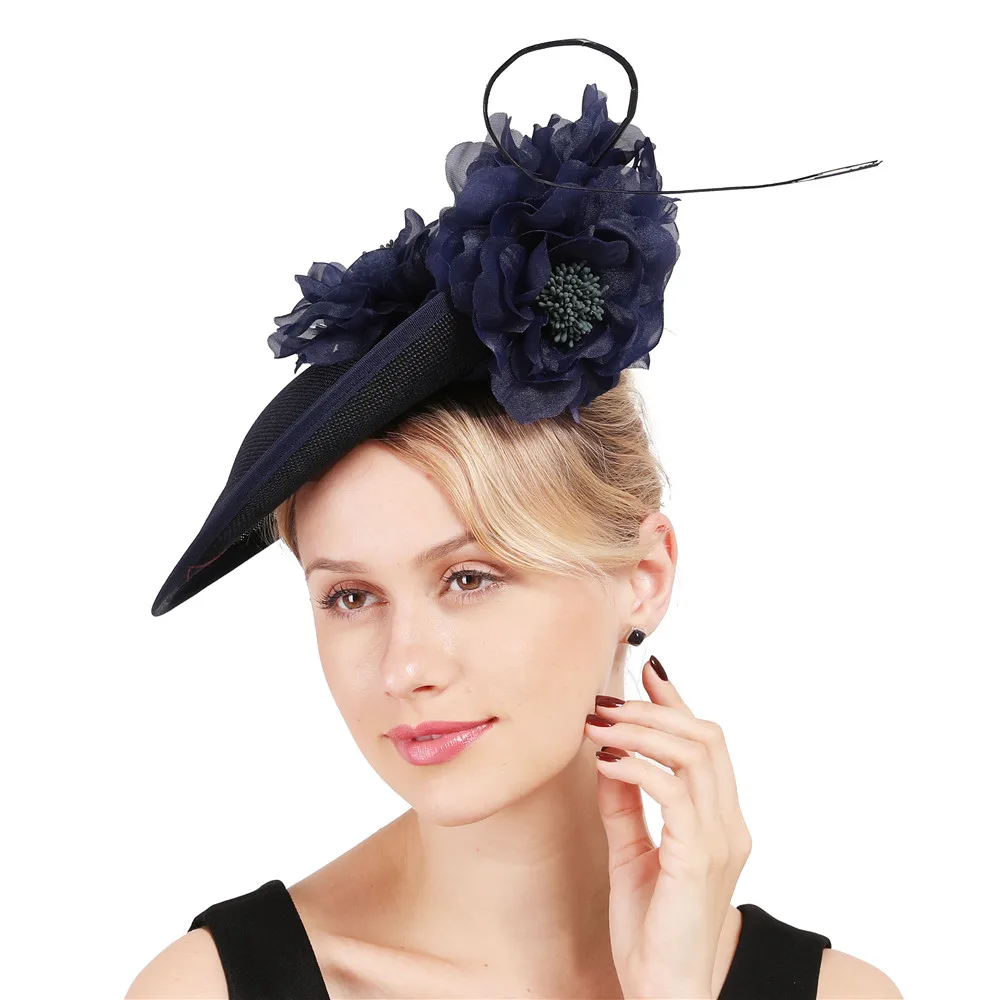 Большая Шляпа Дерби millinery вуалетки с причудливыми цветами роскошные женские головные уборы аксессуары женский головной убор повязки на голову модная Федора