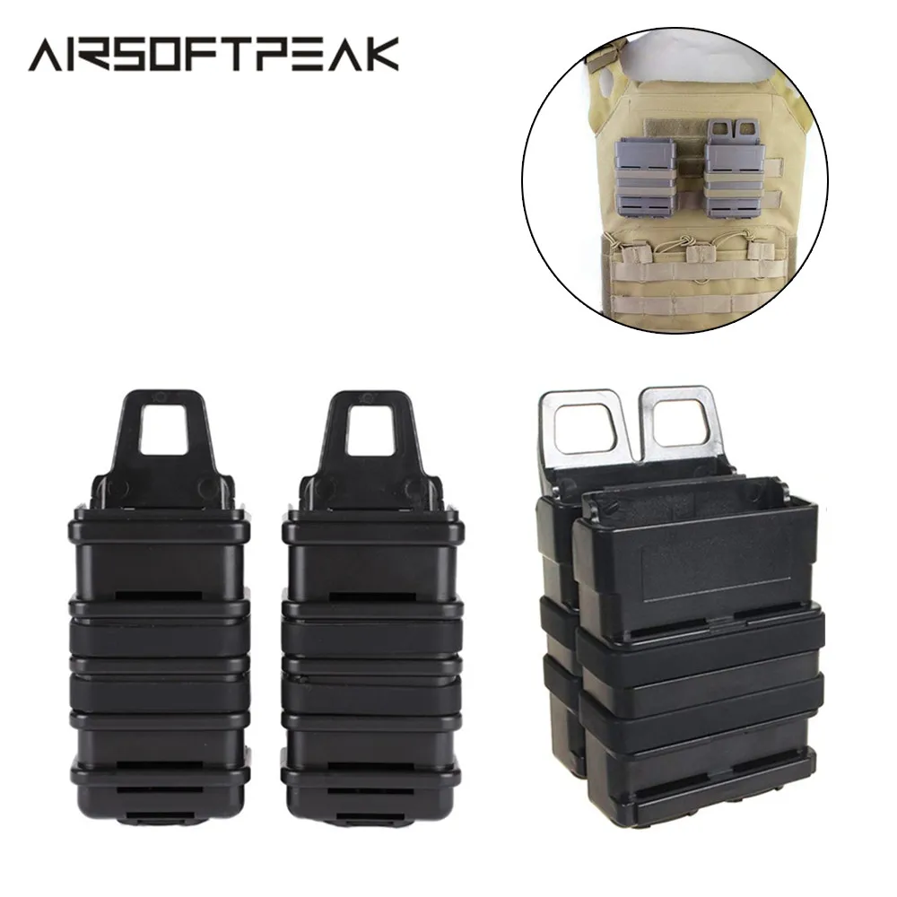 

2ps/lot Fast Magazine Pouch Molle Airsoft Rifle Molle System Hunting Accessories For 5.56 Mag M4 MP5 Two Holder Quick Pouch Case