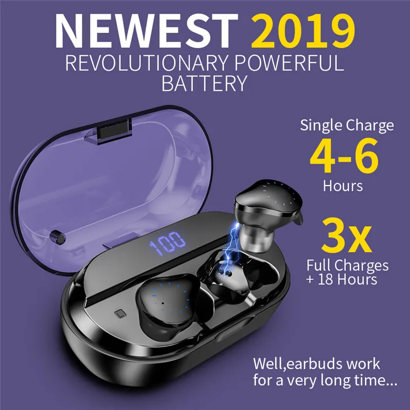 

new arrival 2019 TWS Wireless earphone IPX7 Waterproof earbuds 5.0 Bluetooth Headset W/MIC 4000mAh Wireless headphones