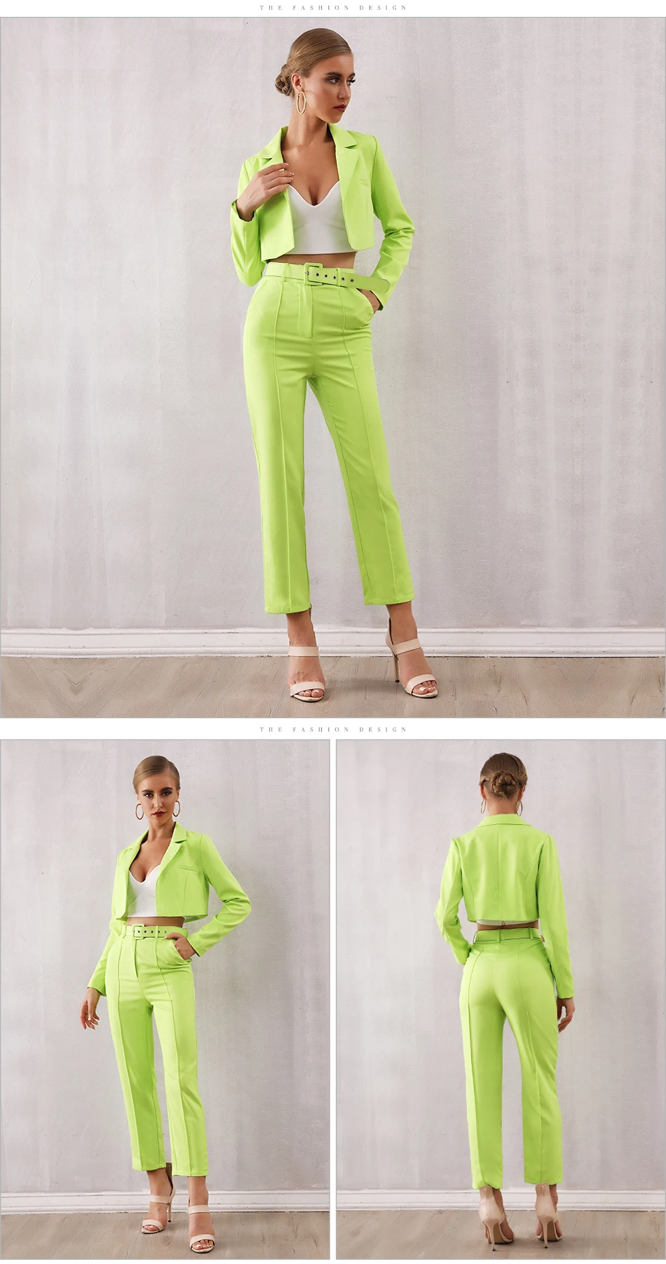 Adyce 2019 новые осенние женские Клубные комплекты знаменитостей для вечеринок Vestidos зеленые оранжевые топы и брюки комплект из 2 предметов