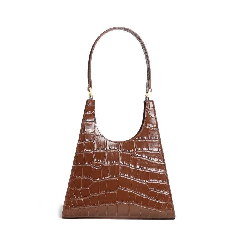

2019new high-end bucket bag star with the same paragraph crocodile pattern shoulder bag handbag retro portable u-type female bag