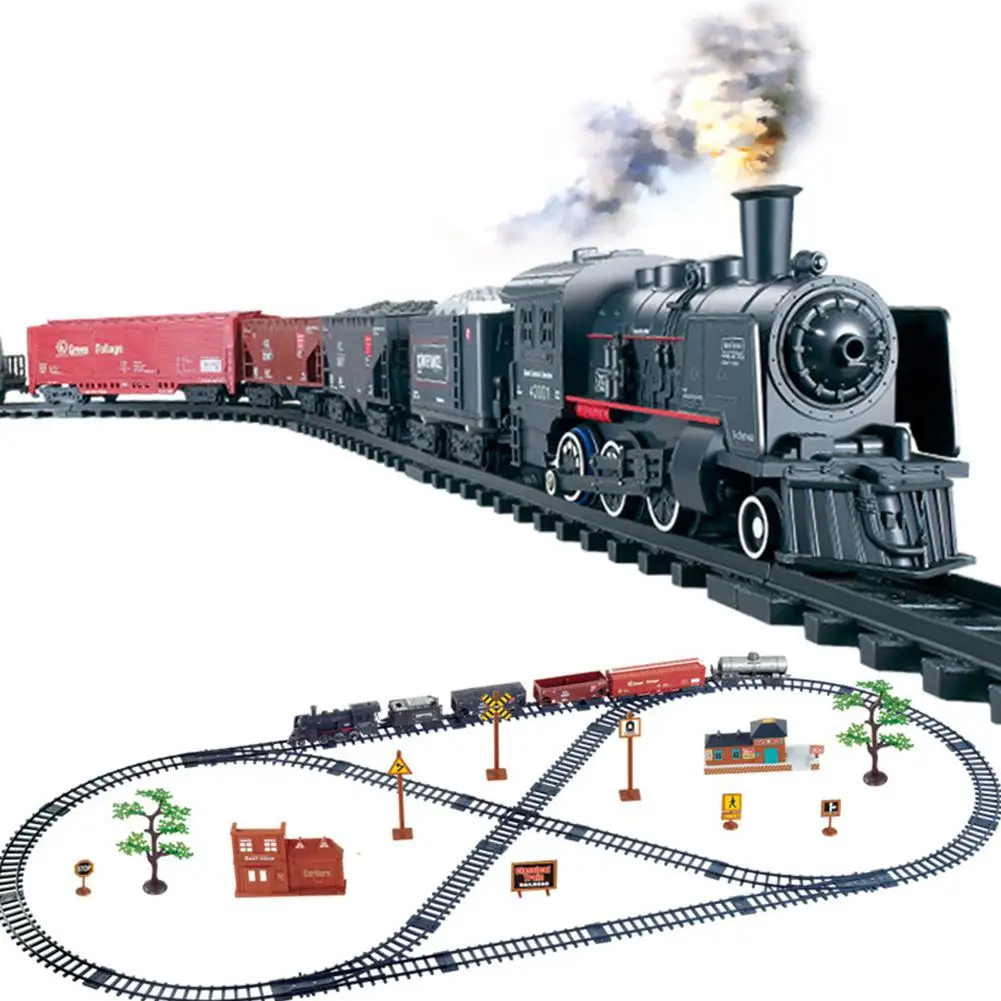 Kuulee Моделирование Классический поезд трек игрушка маленький поезд Ретро паровой набор игрушек-поезд