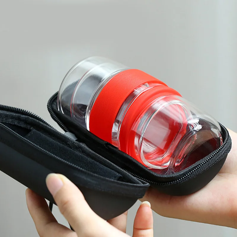 

Hot Selling Travel Tea Set Kung Fu Tea Pot with Portable Case Glass Teacups with Infuser for Travel Home