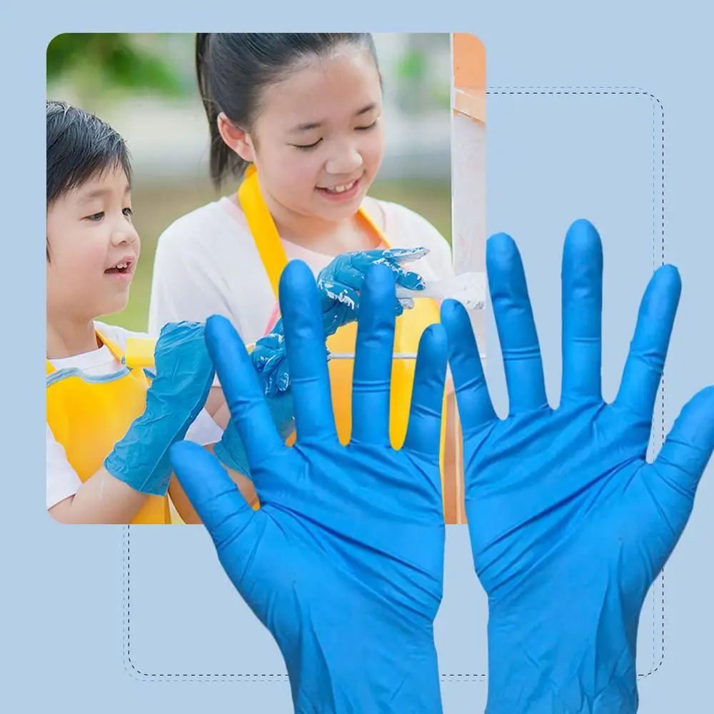 

20 Pcs Children's Disposable Gloves Latex Blue Medical Nitrile Protective Gloves Universal for Left and Right Hands