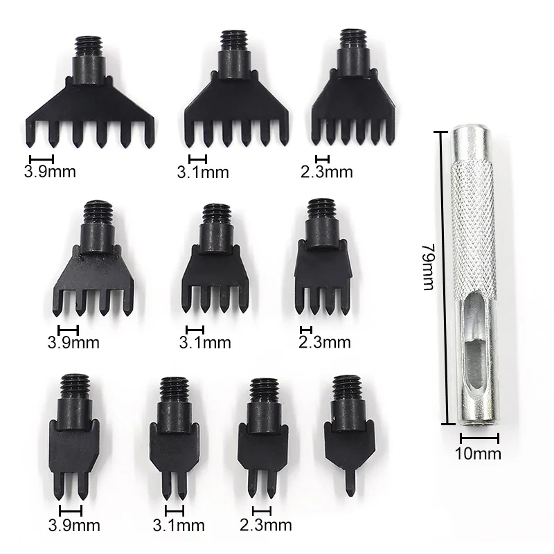 Нержавеющая сталь ремесло кожа расстояние отверстие плоский Дырокол зубец долото инструмент для пробивки из нержавеющей стали кожа резьба инструменты - Цвет: 10PCS punch tool