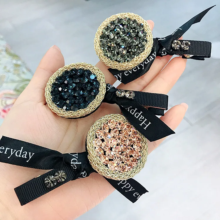 

Handmade Circle Diamond Pearl Hair Accessories For Girls Shinny Hairpin Hair Bows Rim Hair Clips
