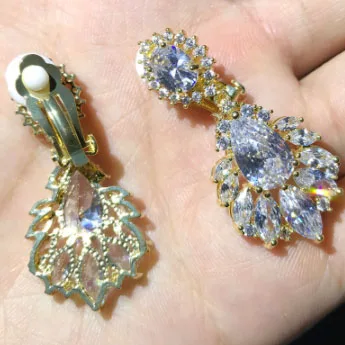 gold earirng clip Модные цветочные клипсы, серьги без прокалывания, свадебные клипсы без прокалывания для женщин, Серьги brincos boucle d'oreille - Окраска металла: gold earirng clip