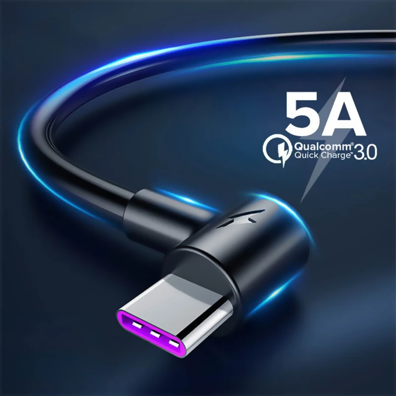 

5A USB Type C Cable For Huawei P30 Pro P20 Mate 20 Fast Charging Type-C USB C Cable For Samsung S10 S9 Xiaomi USBC Super Charger