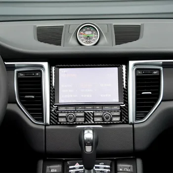 

Interior Navigation Panel Cover Trim For Porsche Macan 15-18 Black Carbon Fiber