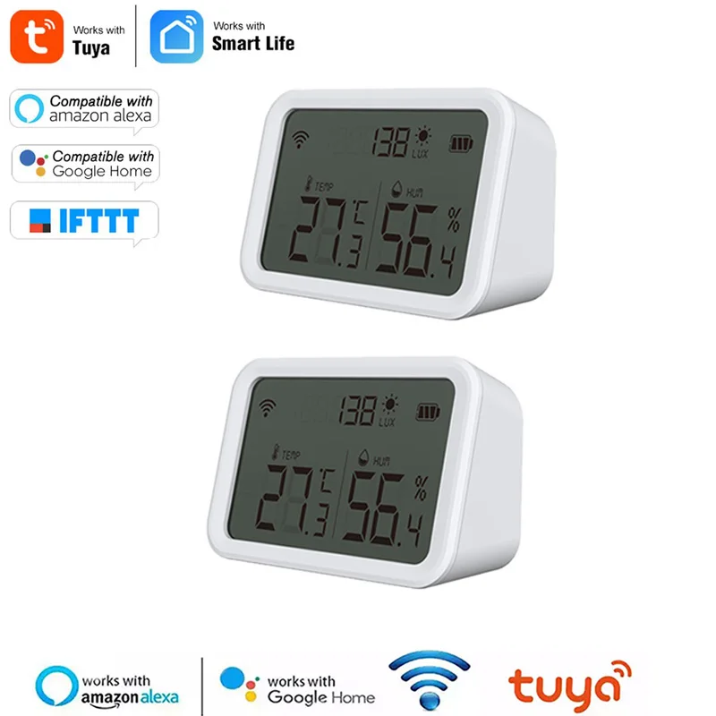 Tuya-Sensor de temperatura y humedad Zigbee para interiores, higrómetro, termómetro con pantalla LCD para casa inteligente