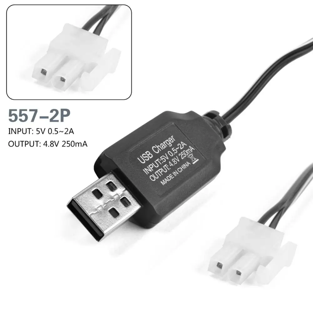 4,8 V 250mA USB зарядное устройство, аккумулятор, адаптер, Ni-CD Ni-MH для игрушек, RC автомобиль, KET-2P, KET-3P SM JST EL 557-2P - Цвет: 557-2P