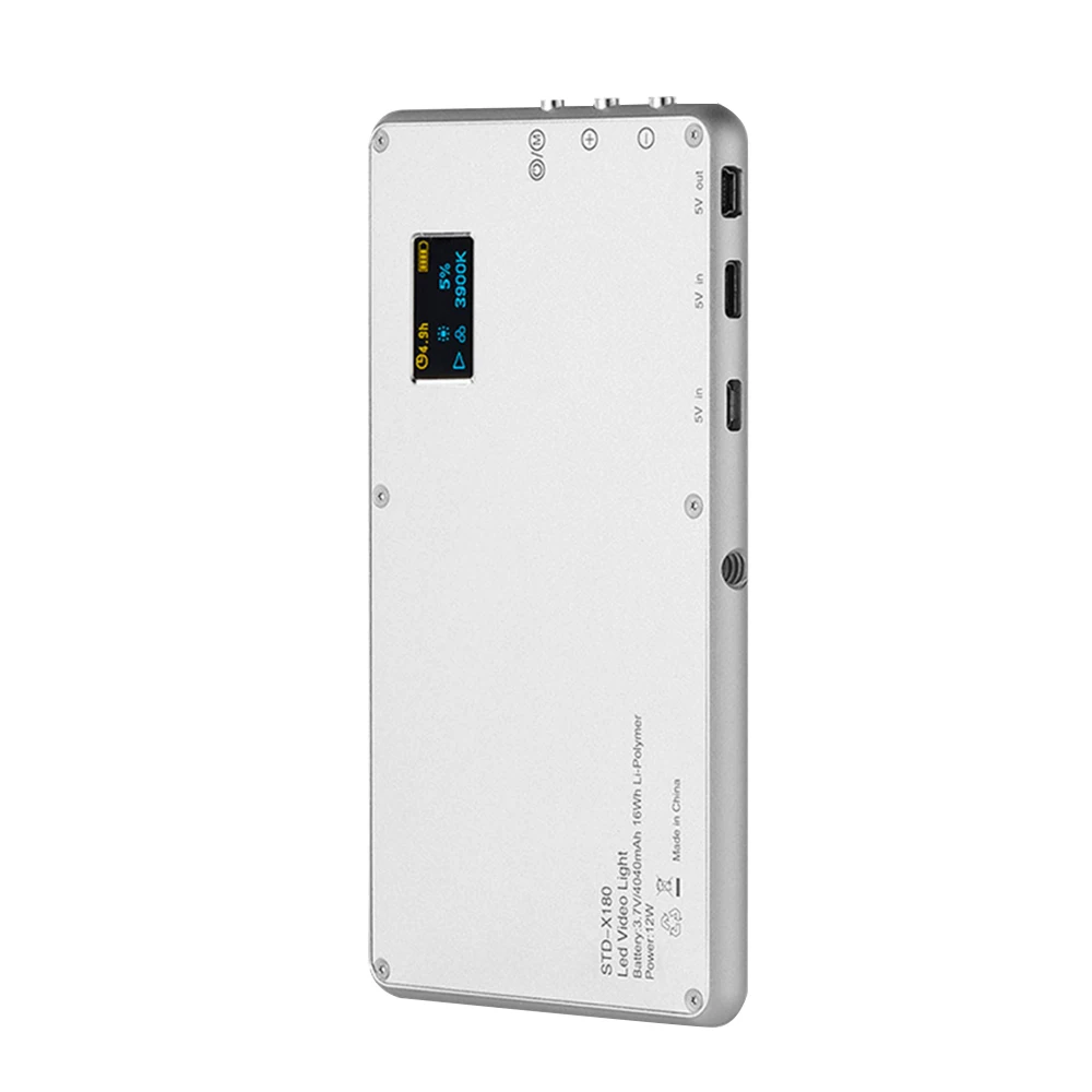 

Dimmable Thin Utral LED Video Light On Camera Photography Lighting DSLR Camera Lamp 4040mAh Power Bank with OLED