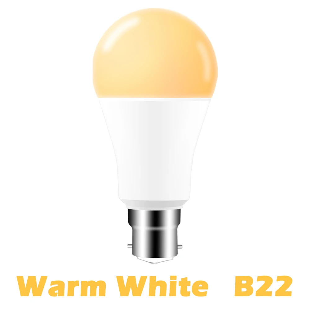 B22 Warm White С регулируемой яркостью 15 Вт E27 WiFi умный светильник лампы светодиодный светильник приложение работает Alexa Google Assistant голосовое Управление пробуждения умный светильник Ночной светильник - Испускаемый цвет: B22 Warm White