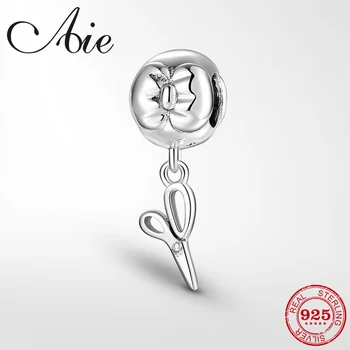 

New 925 Sterling Silver Tailor bow buttons and scissors Fit European Women Bracelets Bangles DIY Jewelry Making