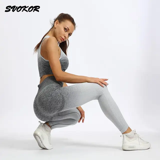 SVOKOR Seamless Yoga Set Sport Wear Women Gym Workout Fitness Clothing Female Sport Suit High Waist