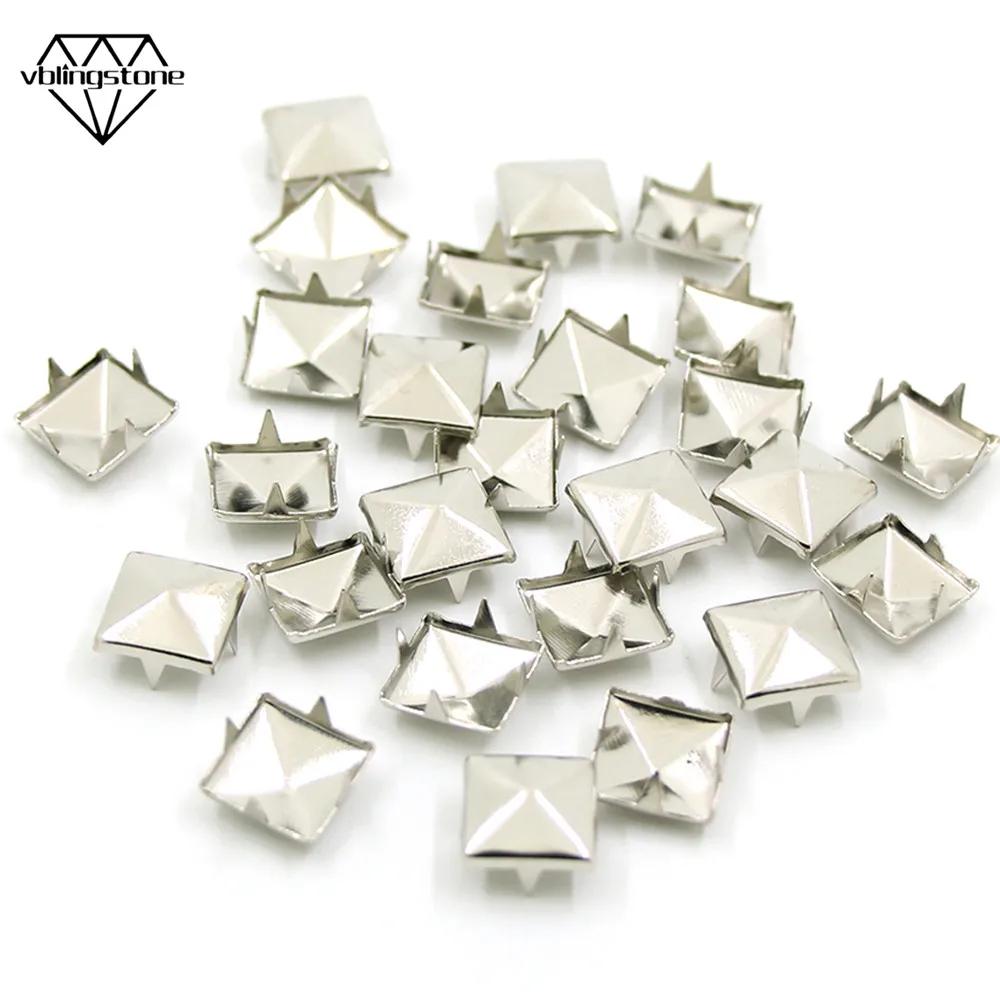 

стразы|100Pcs Square Studs Rivets Sliver Metal Rivets Four Claw Ornaments For Clothes Studs For Leather Accessories For Bag DIY