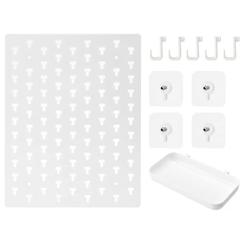 

Wall-Mounted Hanging Board Hooks Plate Storage Rack Hole Shelf Punch-Free Kitchen Holder Organizer Wall Decor