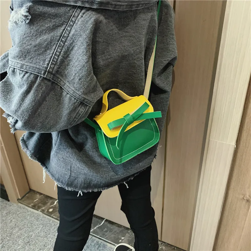 

Hot Selling Bow Children Trim Package 2019 Autumn New Korean Tide Ride Contrast Color Mini Oblique Bag