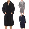 Fashion Casual Mens Bathrobes Flannel Robe V Neck Long Sleeve Couple Men Woman Robe Plush Shawl Kimono Warm Male Bathrobe Coat ► Photo 3/6
