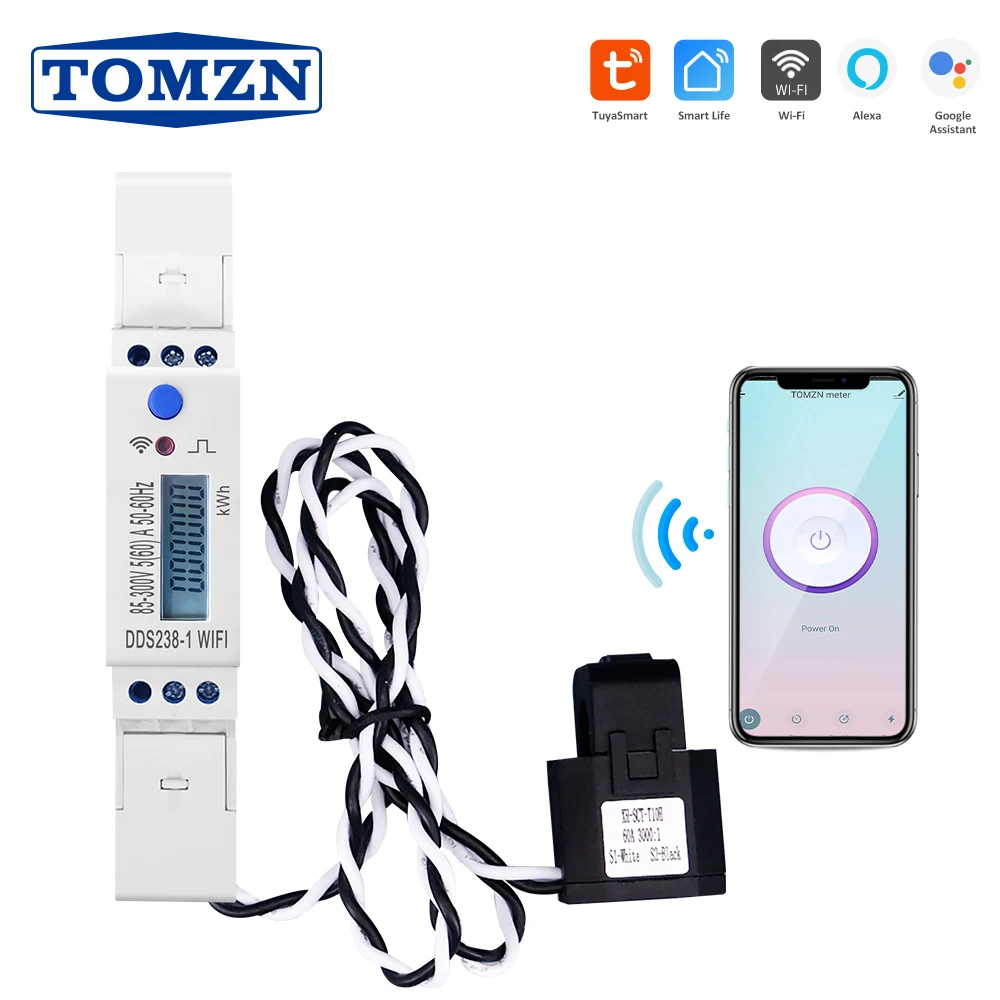 60A Din Rail 18mm Tuya Single Phase WIFI Smart Energy Meter timer Power Consumption Monitor kWh Wattmeter 110V 220V | Инструменты
