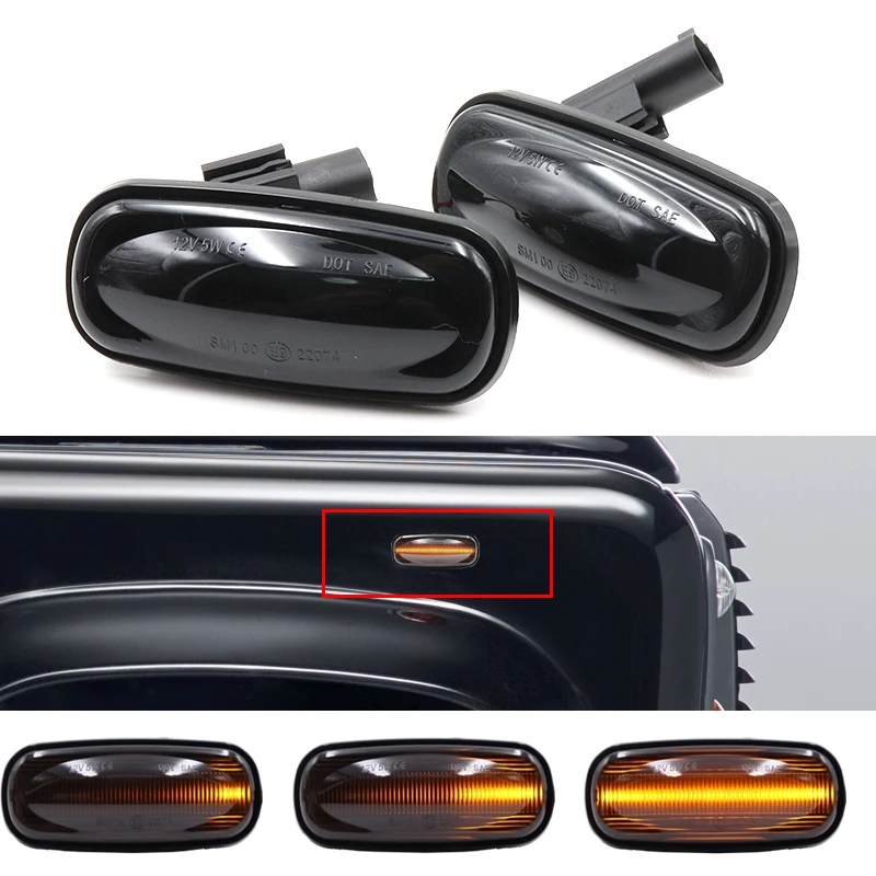 

2X Amber LED Side Marker Light Repeater Indicator Lamp For Land Rover Land Rover Discovery 2 99-04 Defender Freelander 1 02-05