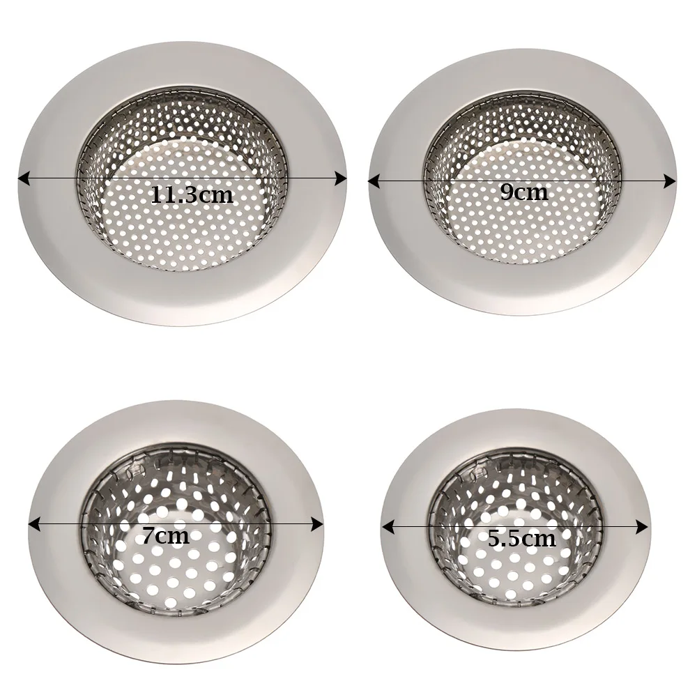 Stainless Steel Sink Mesh Strainer 1/2pc Hair Catcher Drain Protector Anti Clog Trap Stopper For Kitchen