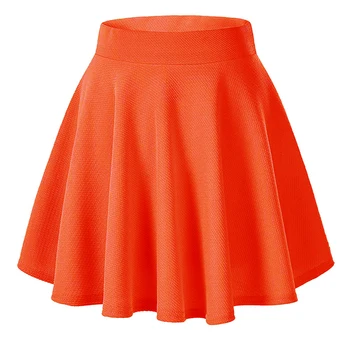 

Summer Women Short Solid Skirts Causal Vintage High Waist Pleated Solid Skirt Length A Line Umbrella Big Swing Skirts Saia