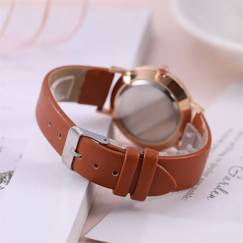 Top Style Fashion Women's Luxury Leather Band Analog Quartz WristWatch Golden Ladies Watch Women Dress Reloj Mujer Black Clock