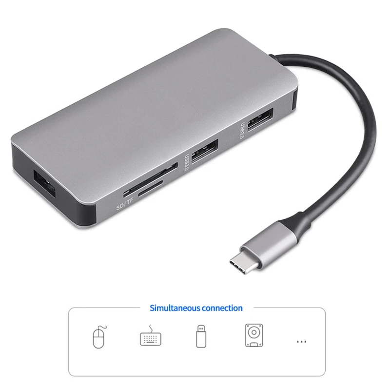 Док-станция 3,0 usb-хаб type C к HDMI 4K VGA PD RJ45 Gigabit LAN SD/TF карта HDMI концентратор адаптер станция для Macbook Pro samsung