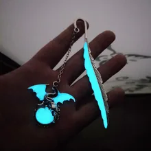 Новые светящиеся перья летающий дракон креативная Ретро металлическая закладка подарок для девочки Новинка Канцелярские принадлежности Школьные принадлежности