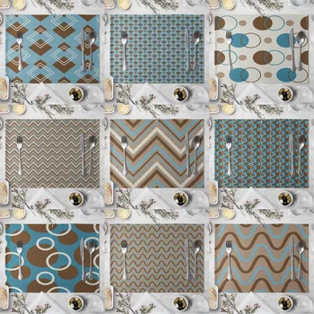 

Fashion Print Rectangle Cotton Linen Western Style Table Pad Cut Mats Placemat for Dinner Kitchen Table 40x30cm