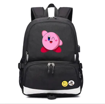 

Game Kirby usb charging Backpack School Bag canvas shoulder bags Laptop travel bag rucksack