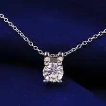 

Tianyu Gems 925 Silver Moissanite Pendant Necklace 1ct/0.5ct Round Stone White Sparkly Gemstone Gifts Women Classic Fine Jewelry