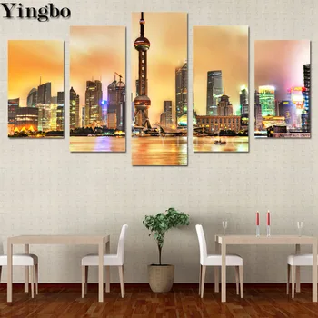 

Mural обои Modern Style 5 Piece City Night Scenery diamond Painting cross stitch set diamond embroidery mosaic Multi-picture