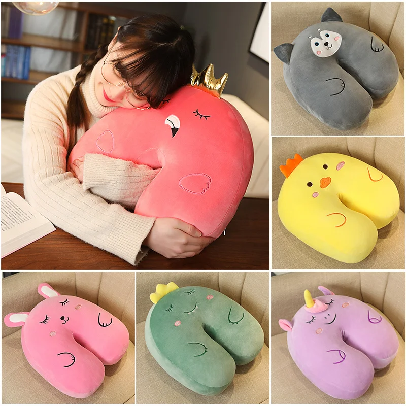 

KUY New Soft Plush Unicorn pillow Colorful Unicorn dog dinosaur U Shaped Neck Pillow Stuffed Animal Horse Cushion Christmas Gift