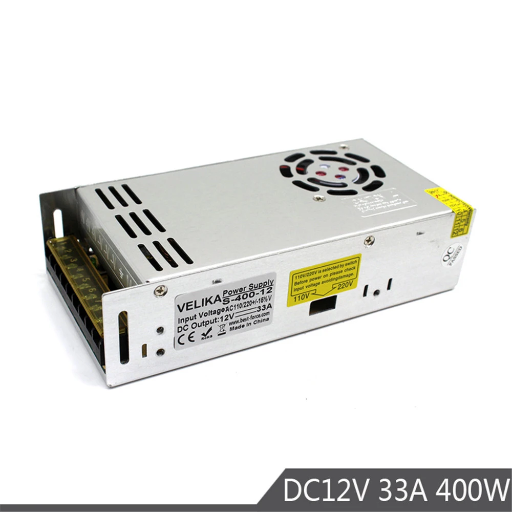 Источник питания 12V 33A 400W Трансформатор источника 110V 220V AC к DC12V адаптер для