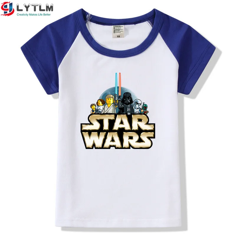 LYTLM/детская одежда для мальчиков белая футболка с Дартом Вейдером для детей 8 лет Roupa Menina, 14 лет, XXX, рубашки для девочек летние топы, Детская футболка - Цвет: DX Raglan Blue