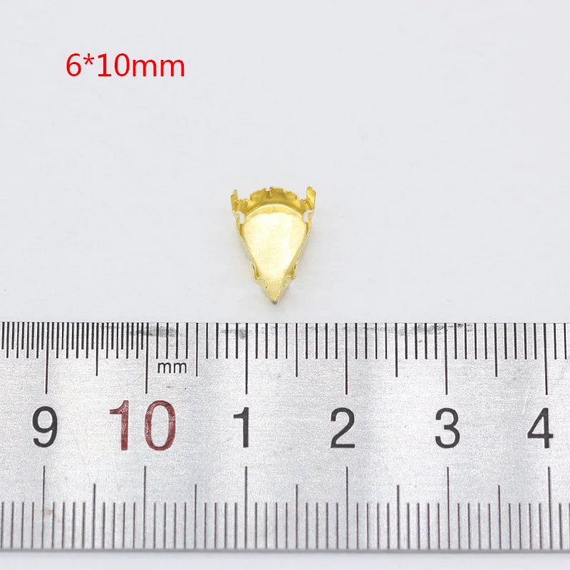 6x10mm pear 30p All shape&size Empty Base Setting Gold plated Blank Claw For Holder jewels stones Stitch On Sew On Crystal Glass Rhinestones - Цвет: 6x10mm pear