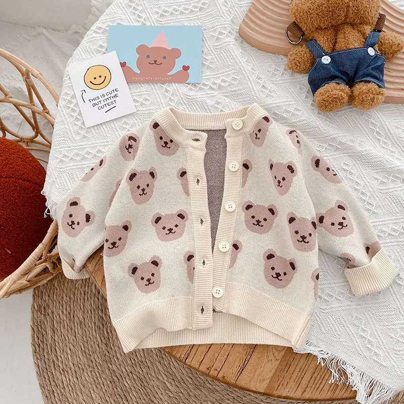 MILANCEL Autumn Kids Clothes Bear Sweaters Boys Knit Wear Kids Cardigans