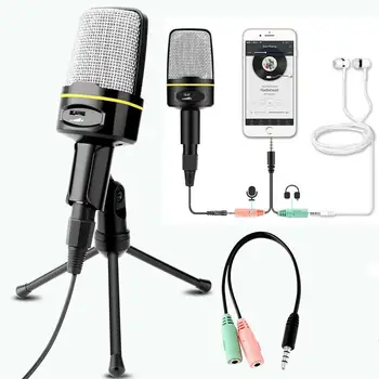 

Professional Audio Condenser Microphone Mic Studio Sound Recording With Tripod Stand for YouTube Video Skype Chatting Game
