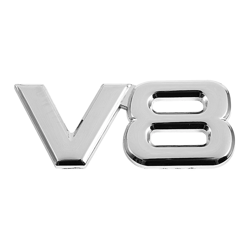 3D Серебряный автомобильный двигатель V8 Автомобильная Задняя эмблема наклейка