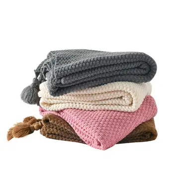 

Nordic Style Sofa Blanket Office Nap Shawl Cover Blankets Solid Throw Blanket Home Knitted Conditioning Air Thread Color Blanket