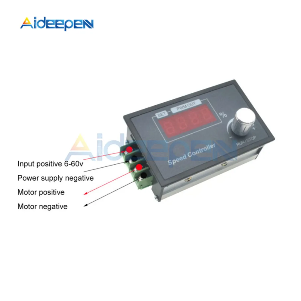 DC 6-60V 6V 12V 24V 36V 48V DC Motor Controller PWM Adjustable Speed Digital Display Encoder Duty Ratio Frequency MAX 20A