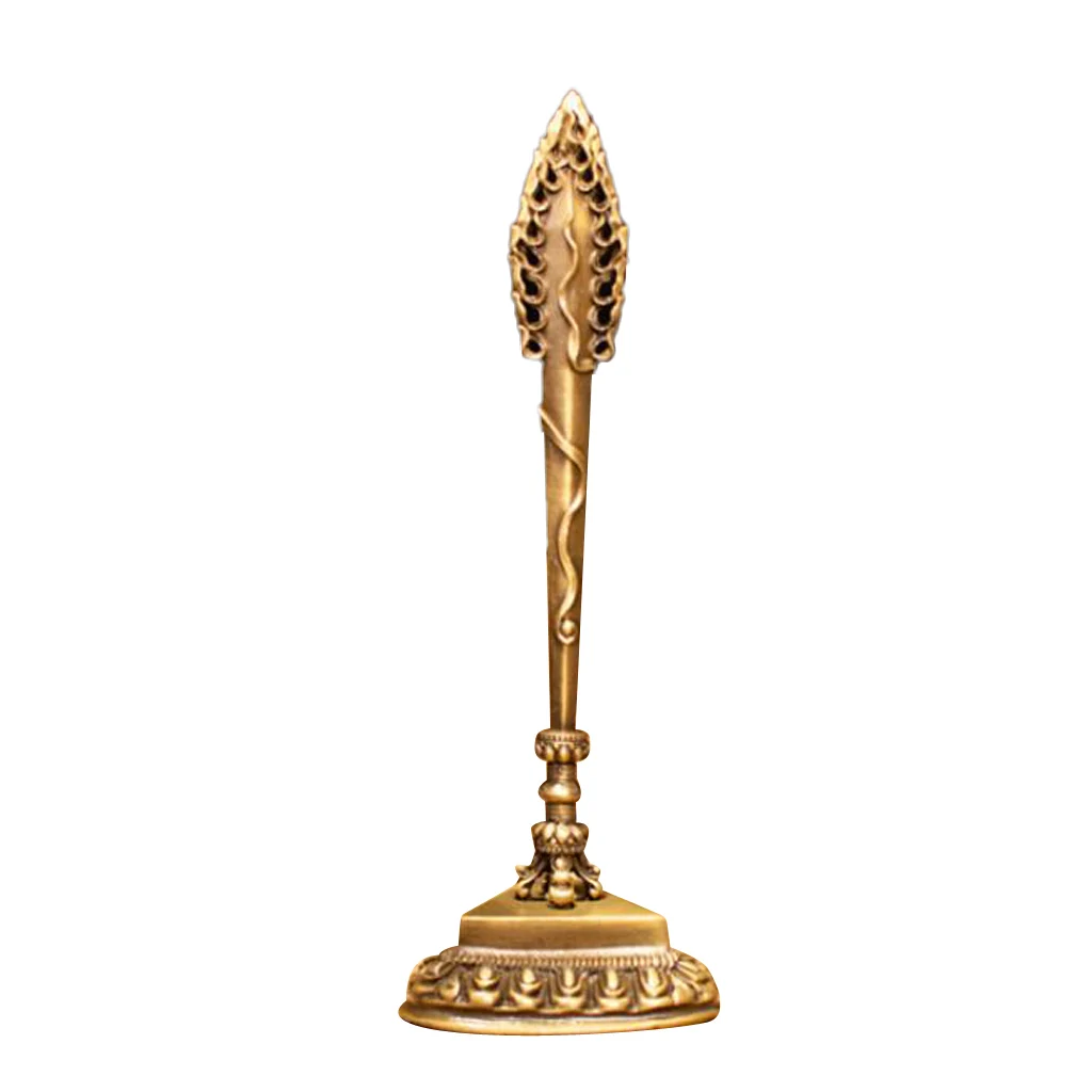 MagiDeal Tibetan Buddhism Charm Buddhist Vajra Dorje Phurba with Base Gold