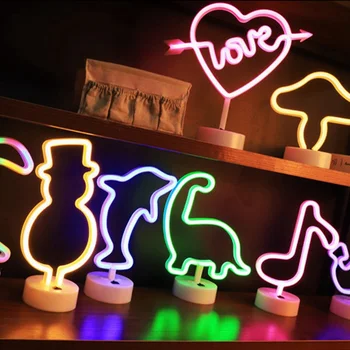 

Retro Cartoon LOVE LED Neon Sign Light Handcraft Party Wedding Home Decor LED Tube Light USB Power Desk Led Lamp Illumination