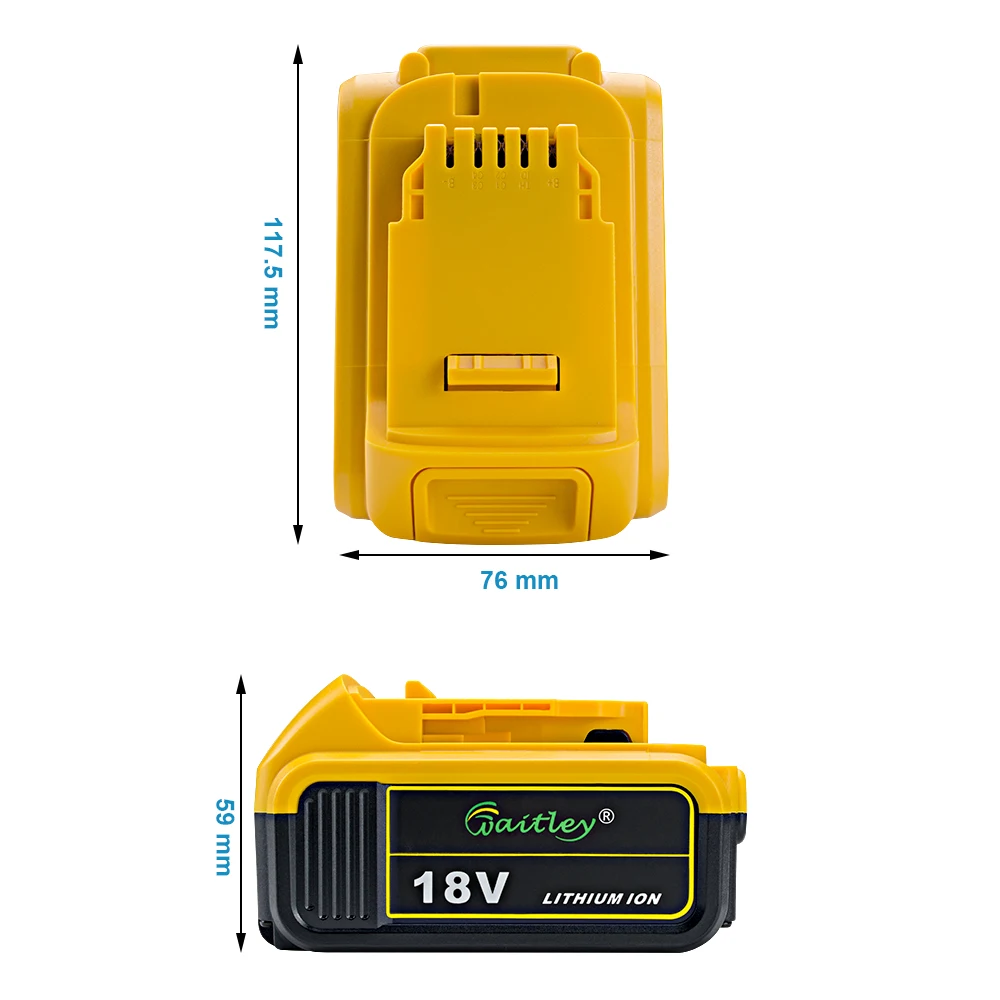 Waitley 2 Упак. 18В 6.0Ah DCB200 запасная литий ионная батарея для DeWalt MAX XR Электроинструмент