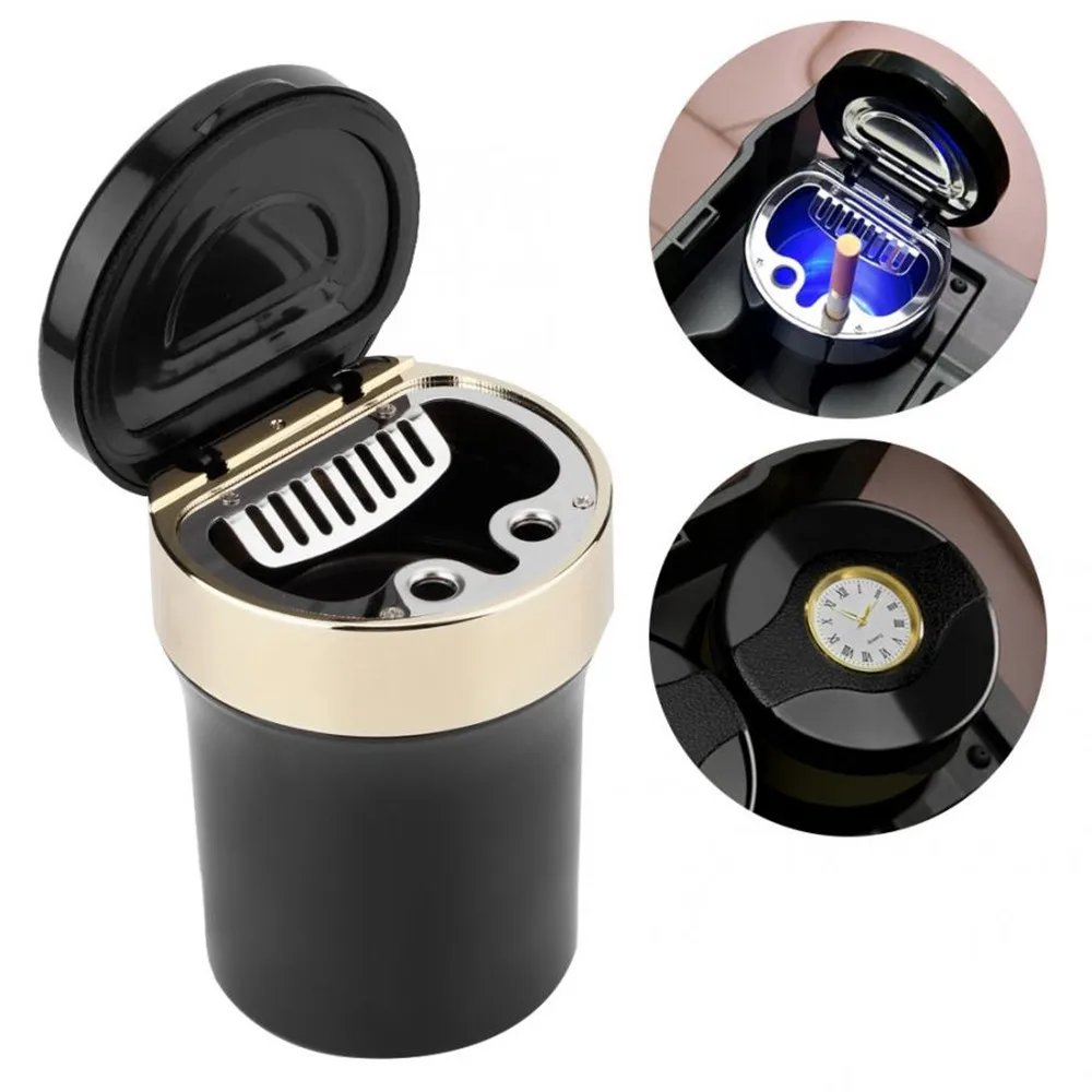 Universal Multi function Car Ashtray Car LED Metal Ashtray Watch